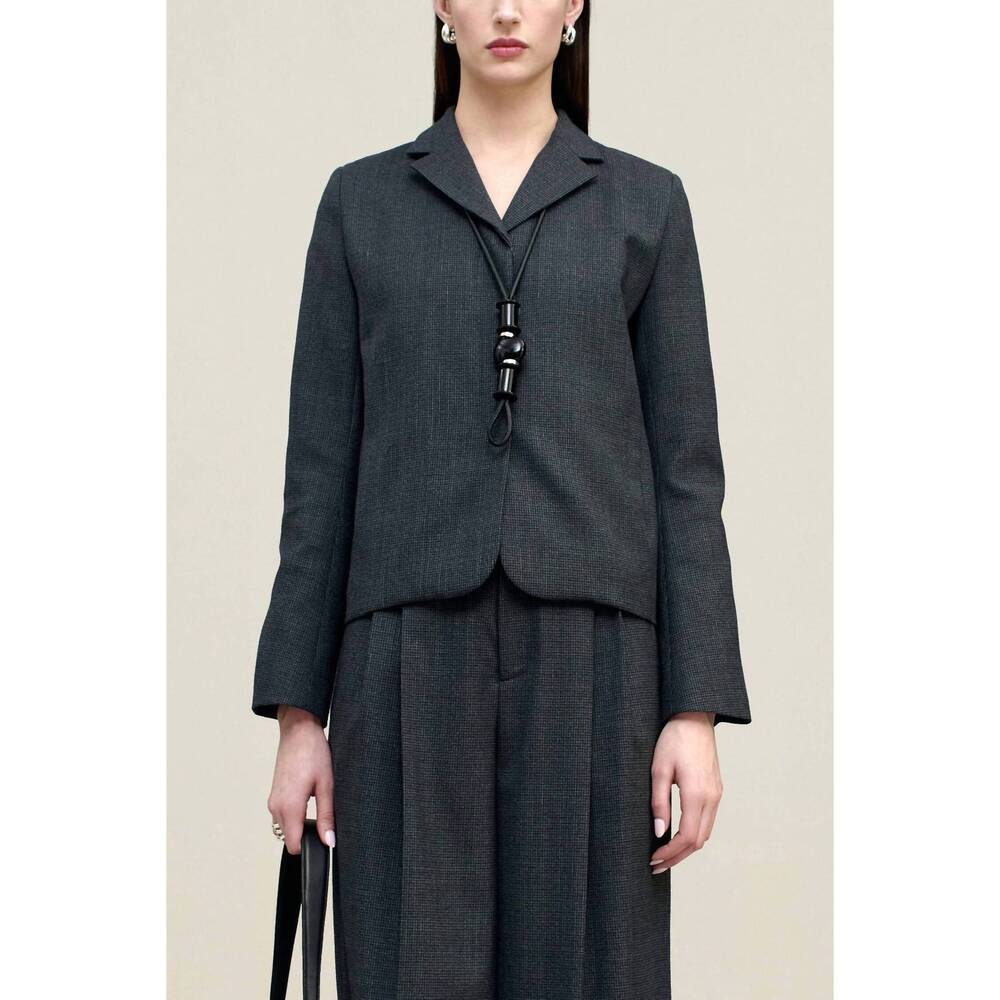 NEW KALLMEYER iman shrunken blazer in navy houndstooth